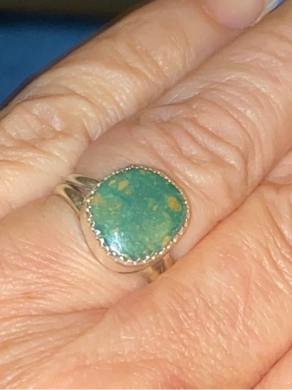 Native American Sonoran Turq. Sz 7 set in 925 Sterling Silver (signed S. Perry)